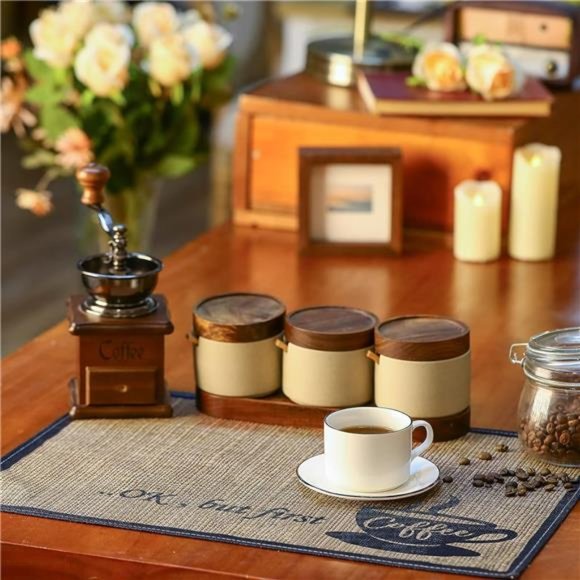 2 Pieces Coffee Bar Mat,Coffee Bar Accessories 20 x14 Inch Coffee Bar Decoration - Picture 4 of 6